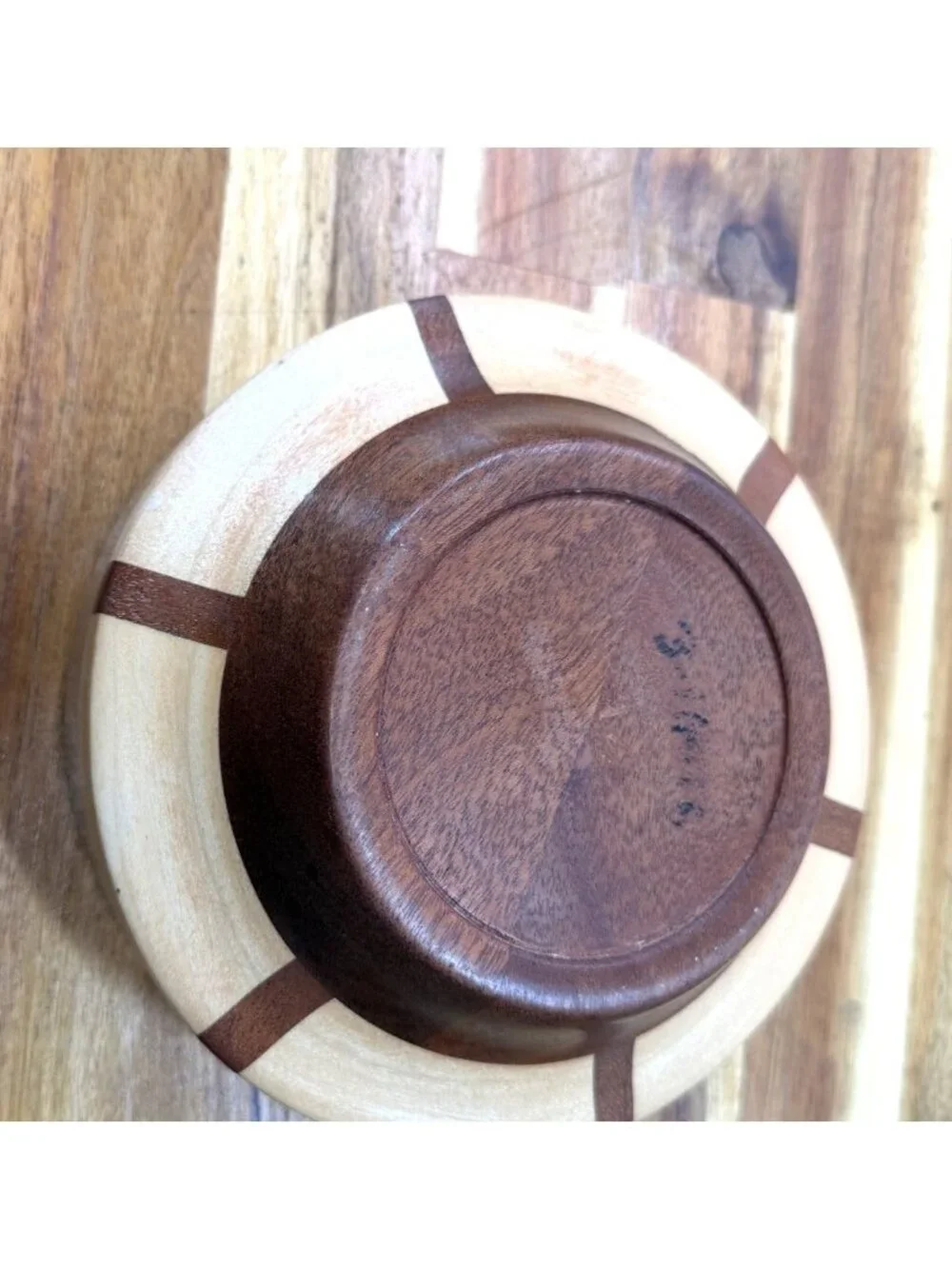 Handmade Segmented Wooden Bowl - Hand-Turned Multi-Wood Centerpiece, Decorative